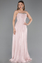 Robe de Soirée Longue Mousseline Poudre ABU6277