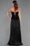 Robe de Soirée Longue Mousseline Noir ABU6277