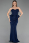 Robe de Soirée Longue Dantelle Bleu Marine ABU6278