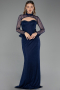 Robe de Soirée Longue Dantelle Bleu Marine ABU6278