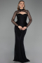 Robe de Soirée Longue Dantelle Noir ABU6278