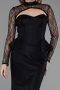 Robe de Soirée Longue Dantelle Noir ABU6278