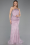 Robe Queue de Poisson Longue Dantelle Lavande ABU6256