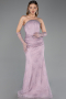 Robe Queue de Poisson Longue Dantelle Lavande ABU6256