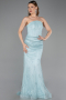 Robe Queue de Poisson Longue Dantelle Menthe ABU6256