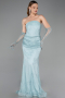 Robe Queue de Poisson Longue Dantelle Menthe ABU6256