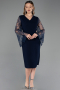 Robe De Invitation Grande Taille Midi Bleu Marine ABK2646
