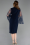 Robe De Invitation Grande Taille Midi Bleu Marine ABK2646