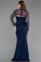 Robe de Soirée Longue Dantelle Bleu Marine ABU6278
