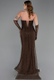 Robe Queue de Poisson Longue Dantelle Brun ABU6256
