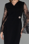 Robe De Invitation Grande Taille Midi Noir ABK2646