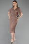 Robe De Invitation Grande Taille Midi Perlé Cuivre ABK2642