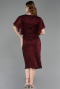 Robe De Invitation Grande Taille Midi Perlé Rouge Bordeaux ABK2642