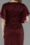 Robe De Invitation Grande Taille Midi Perlé Rouge Bordeaux ABK2642