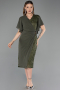 Robe De Invitation Grande Taille Midi Perlé Kaki ABK2642