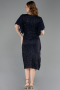 Robe De Invitation Grande Taille Midi Perlé Bleu Marine ABK2642