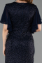 Robe De Invitation Grande Taille Midi Perlé Bleu Marine ABK2642