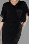 Robe De Invitation Grande Taille Midi Perlé Noir ABK2642