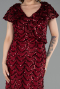 Robe De Soirée Grande Taille Longue Squameuse Rouge Bordeaux ABU6282