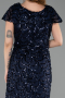 Robe De Soirée Grande Taille Longue Squameuse Bleu Marine ABU6282