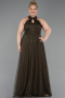Robe De Soirée Grande Taille Longue Kaki ABU3253
