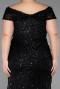 Robe Grande Taille Longue Perlé Noir ABU5936