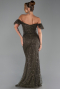 Robe de Soirée Longue Perlé Kaki Foncé ABU5547