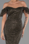 Robe de Soirée Longue Perlé Kaki Foncé ABU5547