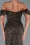 Robe de Soirée Longue Perlé Kaki Foncé ABU5547