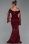 Robe Queue de Poisson Longue Squameuse Rouge Bordeaux ABU5623