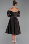Robe De Invitation Grande Taille Midi Satin Brun ABK2652