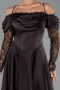 Robe De Invitation Grande Taille Midi Satin Brun ABK2652