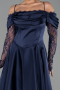 Robe De Invitation Grande Taille Midi Satin Bleu Marine ABK2652