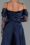 Robe De Invitation Grande Taille Midi Satin Bleu Marine ABK2652