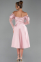 Robe De Invitation Grande Taille Midi Satin Poudre ABK2652