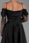 Robe De Invitation Grande Taille Midi Satin Noir ABK2652