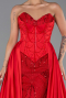 Robe de Soirée Longue Satin Rouge ABU6293
