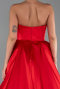 Robe de Soirée Longue Satin Rouge ABU6293