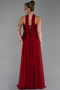 Robe de Soirée Longue Mousseline Rouge Bordeaux ABU5486