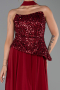 Robe de Soirée Longue Mousseline Rouge Bordeaux ABU5486