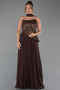 Robe de Soirée Longue Mousseline Brun ABU5486