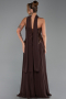 Robe de Soirée Longue Mousseline Brun ABU5486