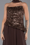 Robe de Soirée Longue Mousseline Brun ABU5486