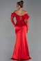 Robe de Soirée Longue Satin Rouge ABU5829