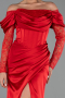 Robe de Soirée Longue Satin Rouge ABU5829