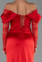 Robe de Soirée Longue Satin Rouge ABU5829