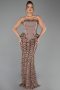 Robe de Soirée Longue Squameuse Brun clair ABU5919