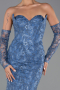 Robe de Soirée Longue Lacé Indigo ABU6159