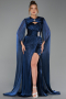 Robe de Soirée Longue Mousseline Bleu Marine ABU6296