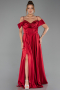 Robe de Soirée Longue Satin Rouge Bordeaux ABU6297
